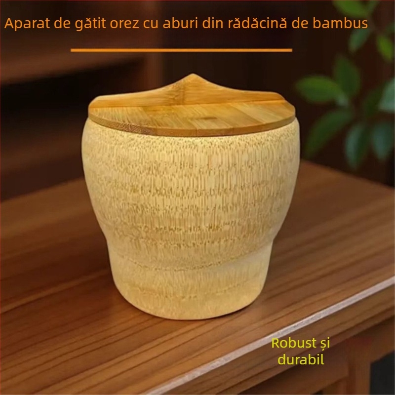Vas de aburi din bambus cu rădăcină – mare cilindru din bambus pentru orez