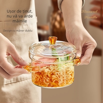 Oală din sticlă borosilicată cu scară, vas pentru lapte și aburitor de ouă, oală de supă cu mâner dublu pentru flacără deschisă