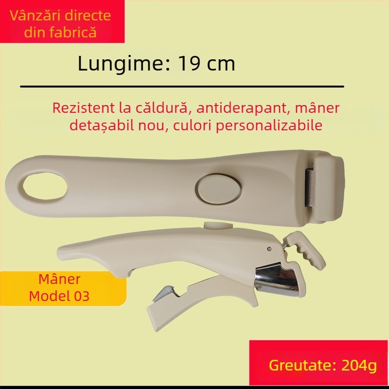 Mâner detașabil personalizabil pentru oală, cu clemă antiarși