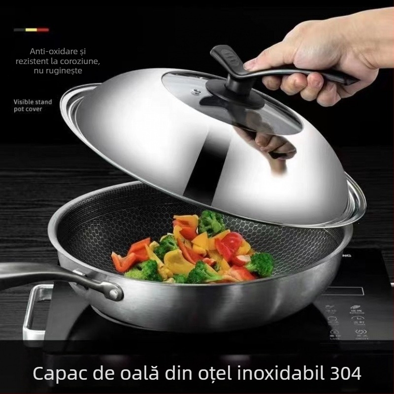 Cap de oală din sticlă temperată și oțel inoxidabil, transparent, pentru oale electrice, gătit la aburi și tigăi