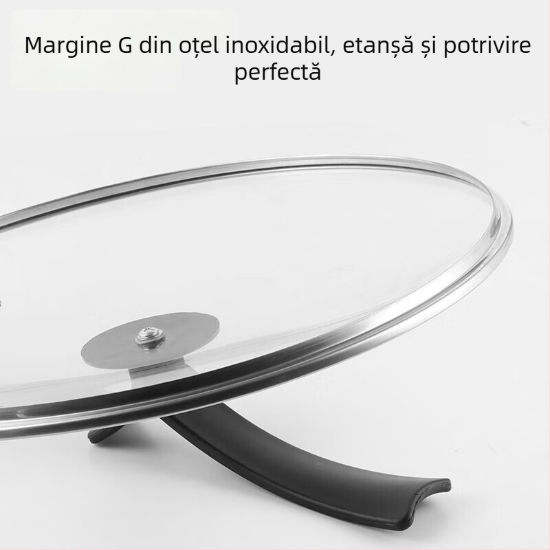 Capac de sticlă pentru bucătărie, transparent pentru wok și oală de supă, cu mâner stabil, rezistent la căldură