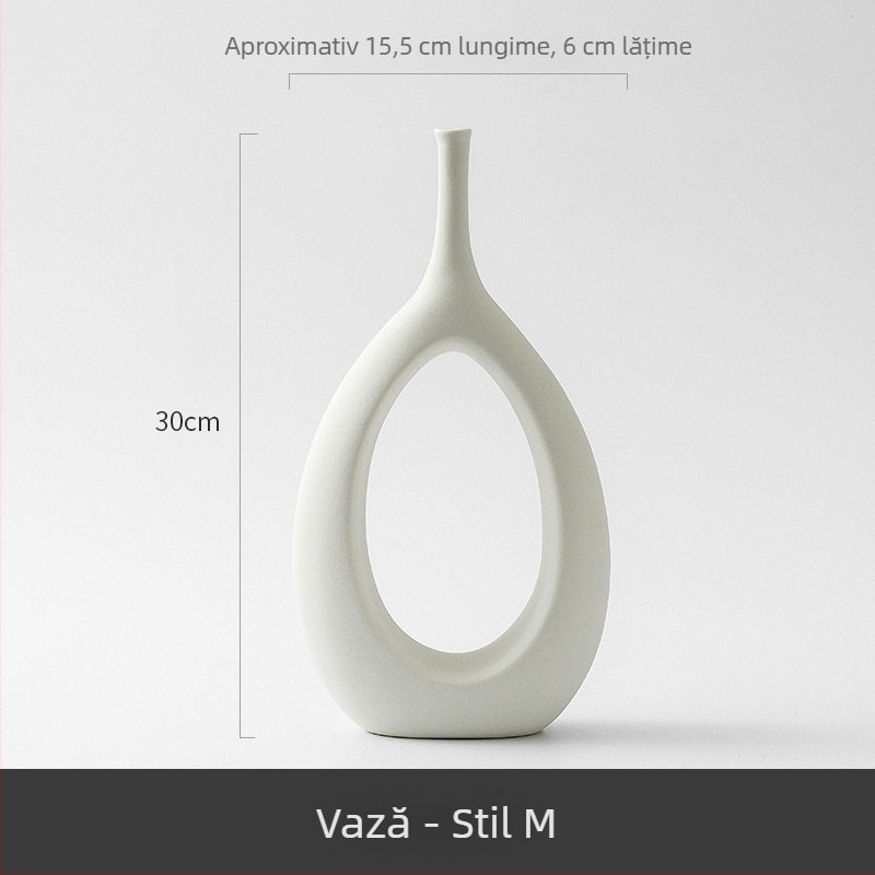 Vază ceramică minimalistă pentru flori uscate, decor modern pentru casă