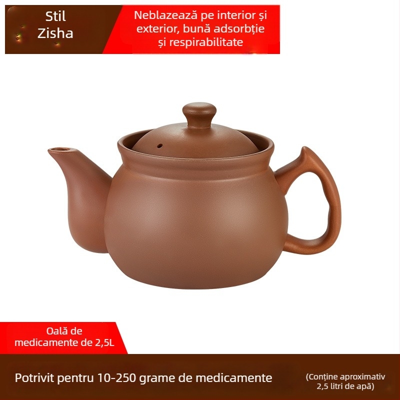 Oală de decoct din lut mov pentru uz casnic, oală pentru medicina tradițională chineză pentru aragaz cu gaz
