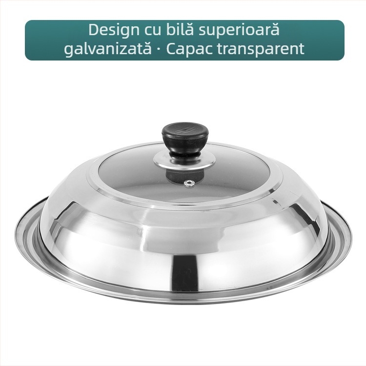 Capac din oțel inoxidabil, 30–42 cm, universal pentru wok și tigaie