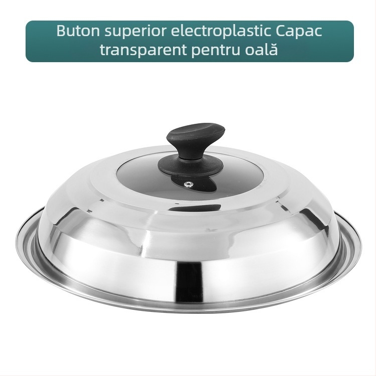 Capac din oțel inoxidabil, 30–42 cm, universal pentru wok și tigaie