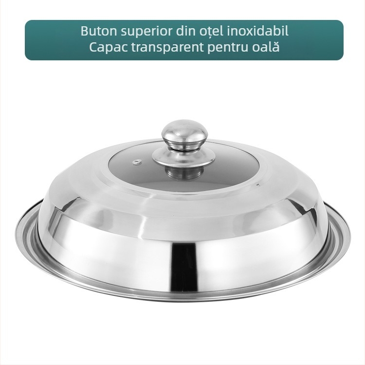 Capac din oțel inoxidabil, 30–42 cm, universal pentru wok și tigaie