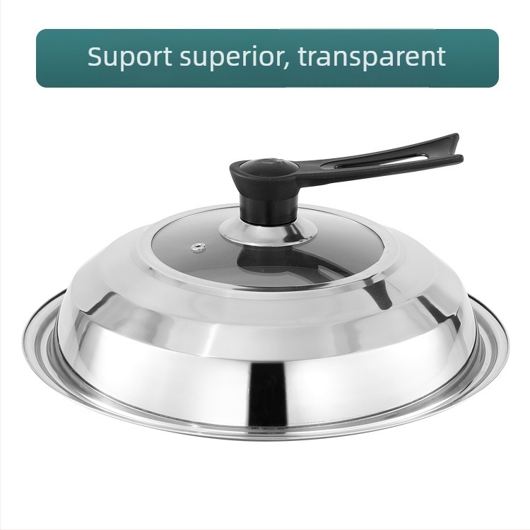 Capac din oțel inoxidabil, 30–42 cm, universal pentru wok și tigaie