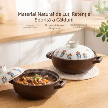 Oală ceramică de caserolă în stil japonez, cu capac, capacitate 5 L sau mai mare, protecție împotriva uscării, compatibilă cu aragazul pe gaz