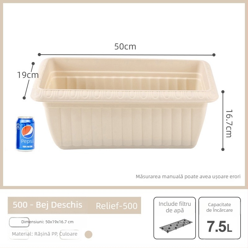 Ghiveci dreptunghiular pentru balcon, din rășină plastică, extra mare