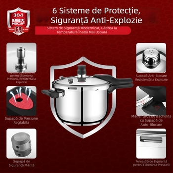Oală sub presiune din oțel inoxidabil 304 – pentru uz casnic și comercial, rezistentă la explozie, capacitate mare, universală pentru aragazuri cu gaz și inducție