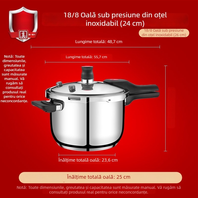 Oală sub presiune din oțel inoxidabil 304 – pentru uz casnic și comercial, rezistentă la explozie, capacitate mare, universală pentru aragazuri cu gaz și inducție