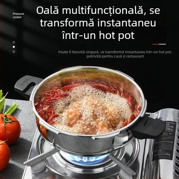 Tiga sub presiune din oțel inoxidabil 304, corp îngroșat, pentru uz casnic, compatibil cu aragazuri pe gaz și plite cu inducție, portabilă cu mare capacitate, rezistentă la explozii, siguranță la nivel comercial