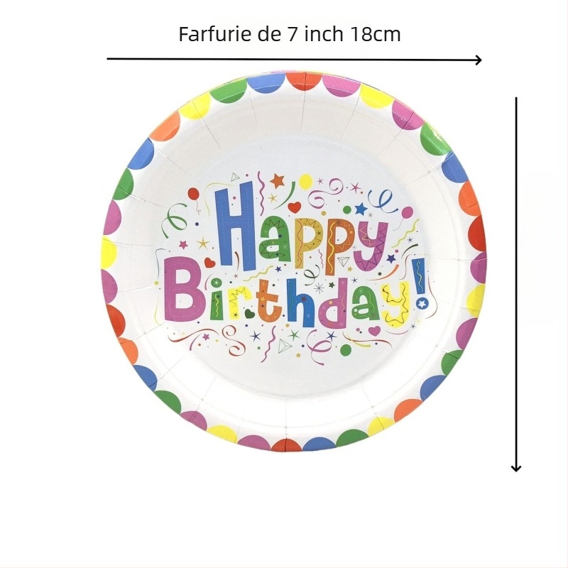 Set de veselă de unică folosință pentru petreceri: farfurii, pahare și șervete, decoruri color pentru copii la ziua de naștere și set pentru tort