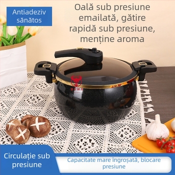Oală sub presiune emailată, capacitate mare, multifuncțională, pentru supe și ghivece, antiaderent