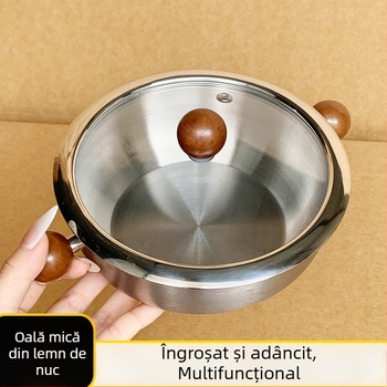 Oală din oțel inoxidabil de înaltă calitate, cu mâner, pentru tăiței instant, ulei încins și lapte — oală mică, multifuncțională pentru o porție