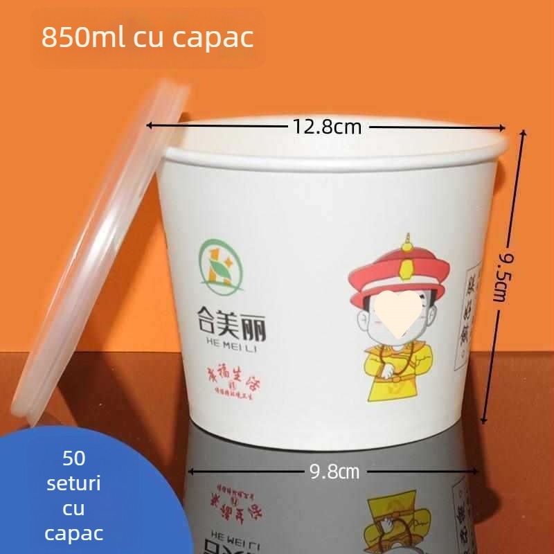 Set de 100 boluri de hârtie de unică folosință cu bețișoare pentru catering și uz casnic