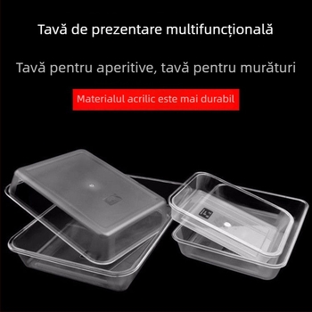 Recipient acrilic dreptunghiular, transparent, pentru gheață și alimente