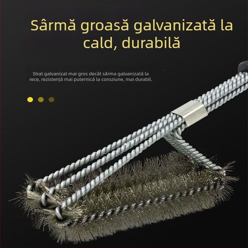 Perie din oțel inoxidabil pentru curățarea grătarului, cu mâner lung, cap de sârmă – set complet de unelte pentru grătar
