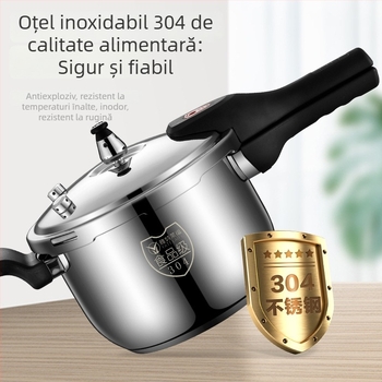 Caserolă sub presiune din oțel inoxidabil 304, anti-explozie, compactă, pereți îngroșați, pentru gaz, potrivită pentru uz casnic și comercial, compatibilă cu plite cu inducție