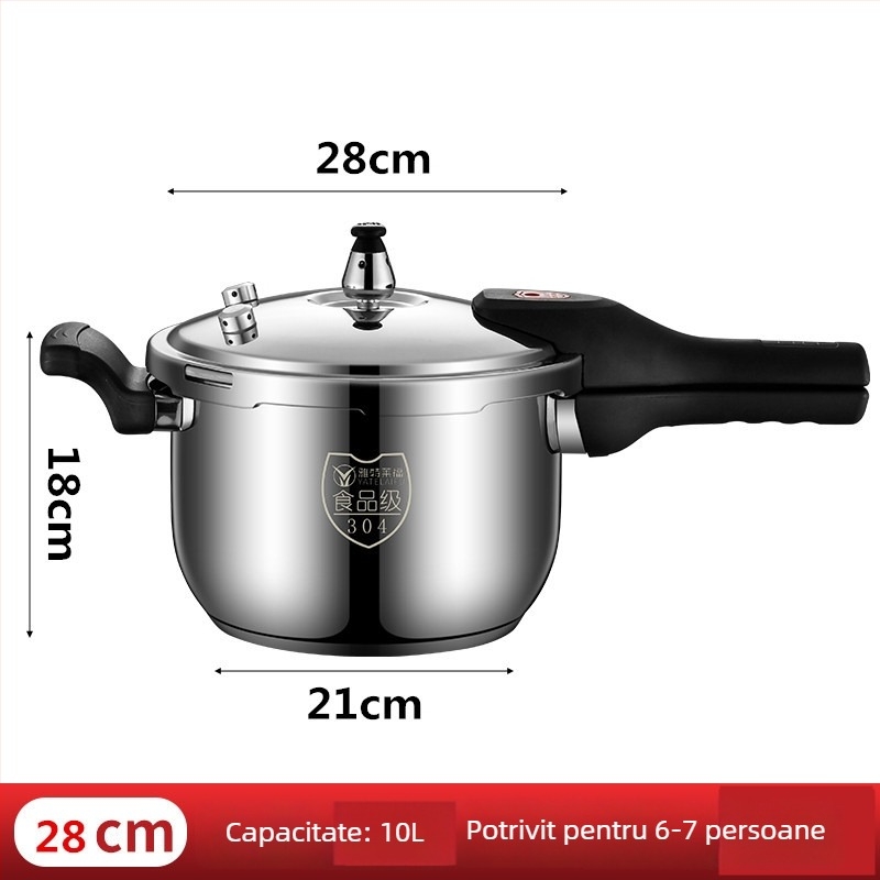 Caserolă sub presiune din oțel inoxidabil 304, anti-explozie, compactă, pereți îngroșați, pentru gaz, potrivită pentru uz casnic și comercial, compatibilă cu plite cu inducție