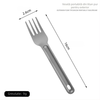 Set de tacâmuri din titan pur pentru exterior: lingură, cuțit și furculiță într-unul pentru camping și picnic, ușor de purtat