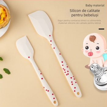 Set din silicon pentru coacere și grătar, 2 piese: spatulă pentru prăjituri și scraper rezistent la temperatură cu perie de ulei