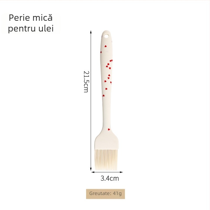 Set din silicon pentru coacere și grătar, 2 piese: spatulă pentru prăjituri și scraper rezistent la temperatură cu perie de ulei