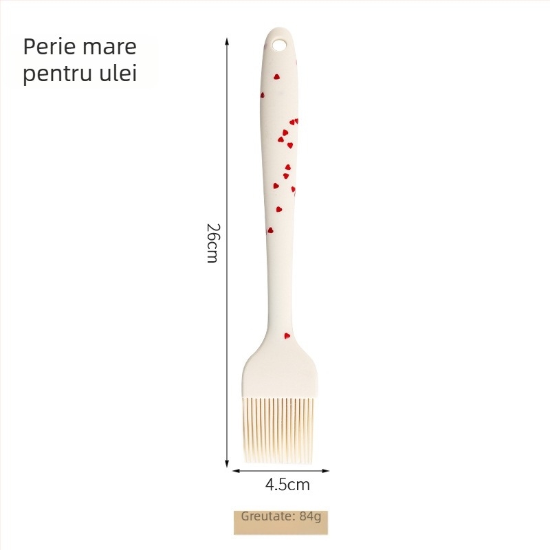 Set din silicon pentru coacere și grătar, 2 piese: spatulă pentru prăjituri și scraper rezistent la temperatură cu perie de ulei