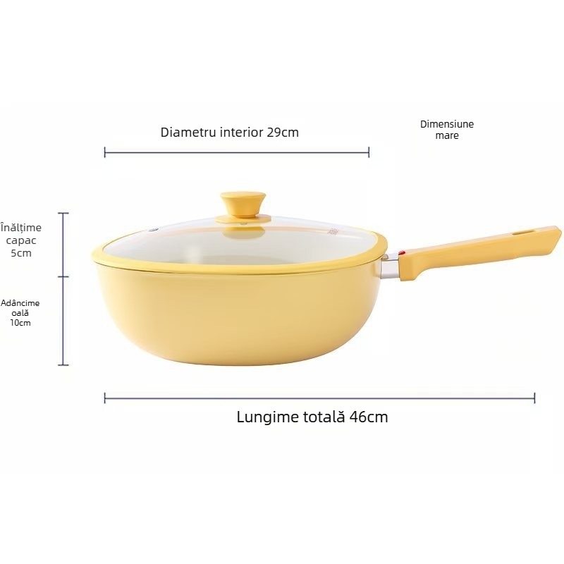 Xinas tigaie de prăjit cu strat ceramic ce conține titan, antiaderent, design elegant, pentru uz casnic, compatibil cu plite pe gaz, cărbune, lemn și inducție