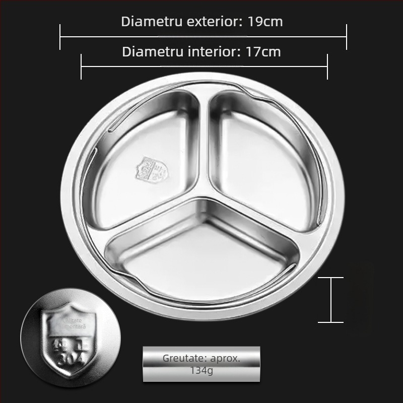Tavă de aburi din oțel inoxidabil 304 pentru orezător electric, cu trei compartimente și separator