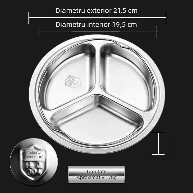 Tavă de aburi din oțel inoxidabil 304 pentru orezător electric, cu trei compartimente și separator