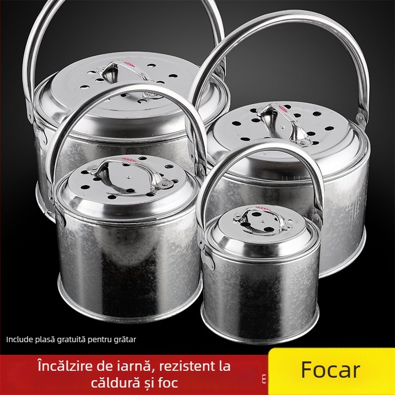 Grătar portabil din fontă turnată, rezistent la temperaturi înalte, multifuncțional pentru cărbuni