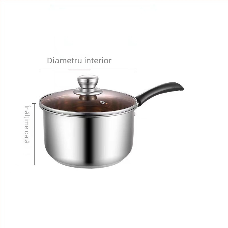 Oală din oțel inoxidabil pentru supă și tocănițe, cu mâner unic, gătire la abur în două niveluri, recipient pentru lapte pentru bebeluți; compatibilă cu plita cu inducție