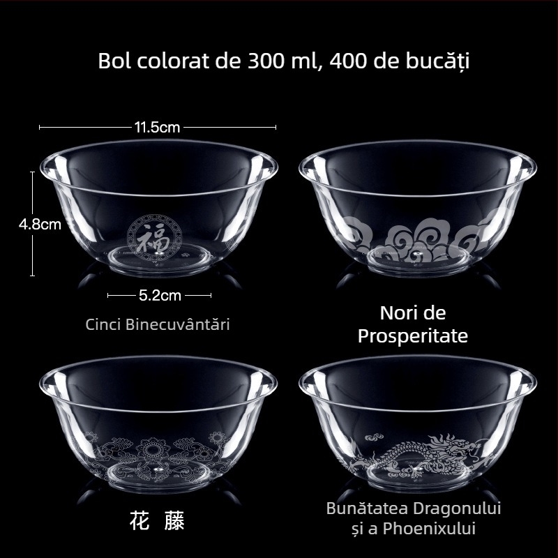 Set plastic veselă pentru petreceri, cu motiv floare trompetă, 10 piese: boluri, farfurii, căni și linguri, pentru porții individuale