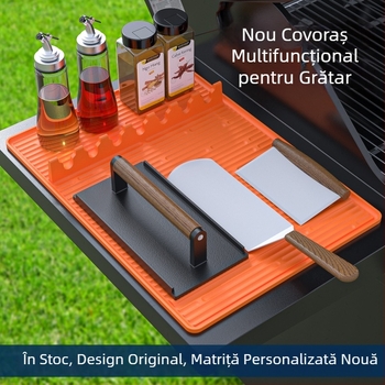 Padă din silicon pentru cadrul lateral al grilului Blackstone – protecție multifuncțională a cuptorului și covoraș pentru picurarea uleiului, covoraș pentru uneltele de cuptor