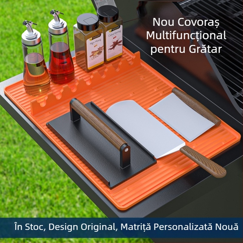 Padă din silicon pentru cadrul lateral al grilului Blackstone – protecție multifuncțională a cuptorului și covoraș pentru picurarea uleiului, covoraș pentru uneltele de cuptor