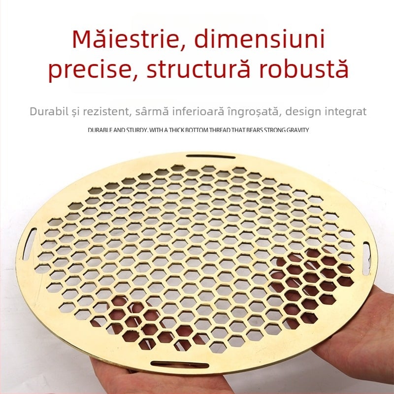 Grilă rotundă din alamă pentru foc exterior și grătar, plasă perforată îngroșată