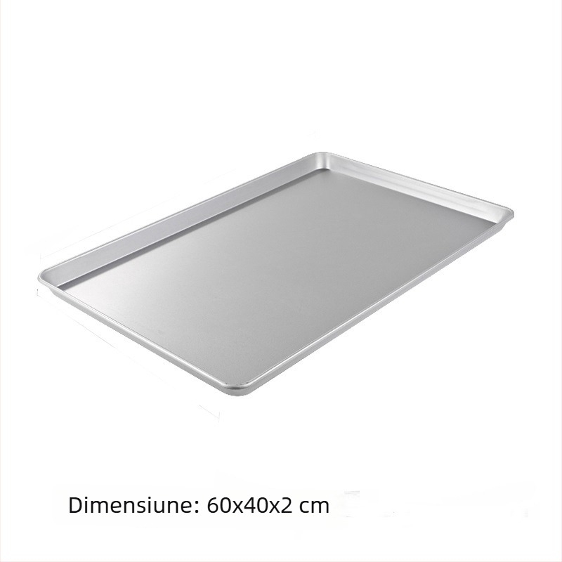 Tavă de copt antiaderentă comercială 60x40 cm pentru cuptor, cu colțuri rotunjite, din aluminiu, pentru pâine și prăjituri