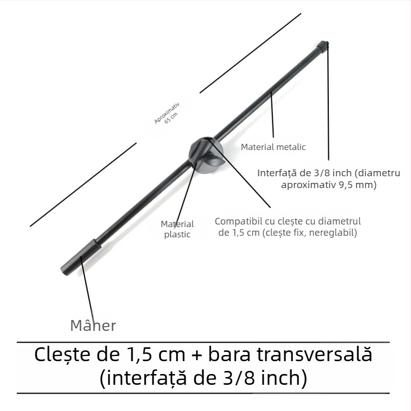 Stativ pentru microfon cu bară transversală, clips pentru telefon și tijă înclinată, placă de prindere pentru trepied