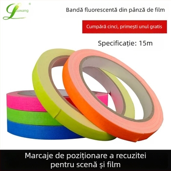 Bandă luminoasă scrisibilă, culoare mată, aderență înaltă, pentru decoruri de film și scenă, bază din țesătură fluorescentă