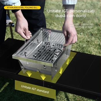 Unitate de grătar pliabil pentru exterior, grill din oțel inoxidabil 304, gril IGT, accesorii pentru masă de camping