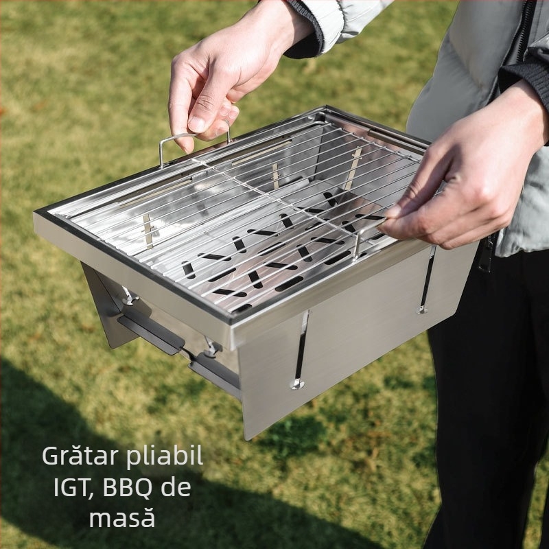Unitate de grătar pliabil pentru exterior, grill din oțel inoxidabil 304, gril IGT, accesorii pentru masă de camping