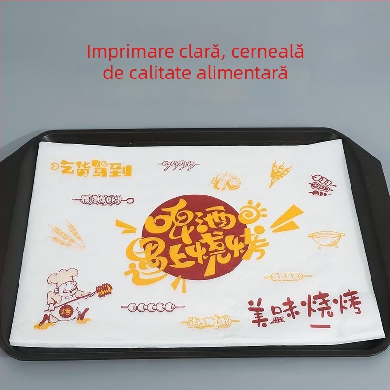 Hârtie de acoperire dreptunghiulară pentru grătar, suport pentru tavă, absorbant de ulei, hârtie de unică folosință pentru restaurante