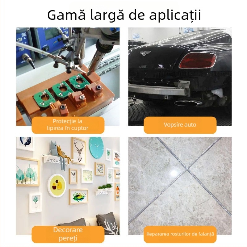 Bandă de mascare rezistentă la temperaturi pentru pereți exteriori, pentru vopsire și finisare a rosturilor; bandă de marcaj a culorilor și bandă de hârtie pentru mascare cu rupere ușoară