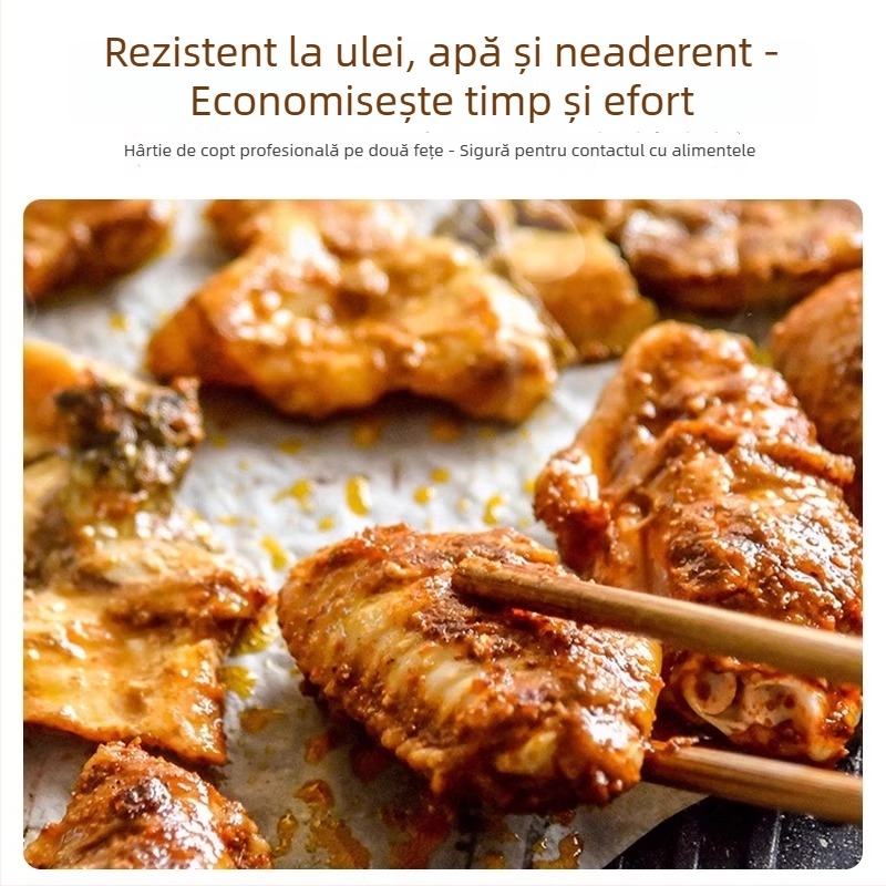 Hârtie de copt cu silicon pentru cuptor și Air Fryer, de calitate alimentară, hârtie absorbantă de grăsime, rolă de 20 m