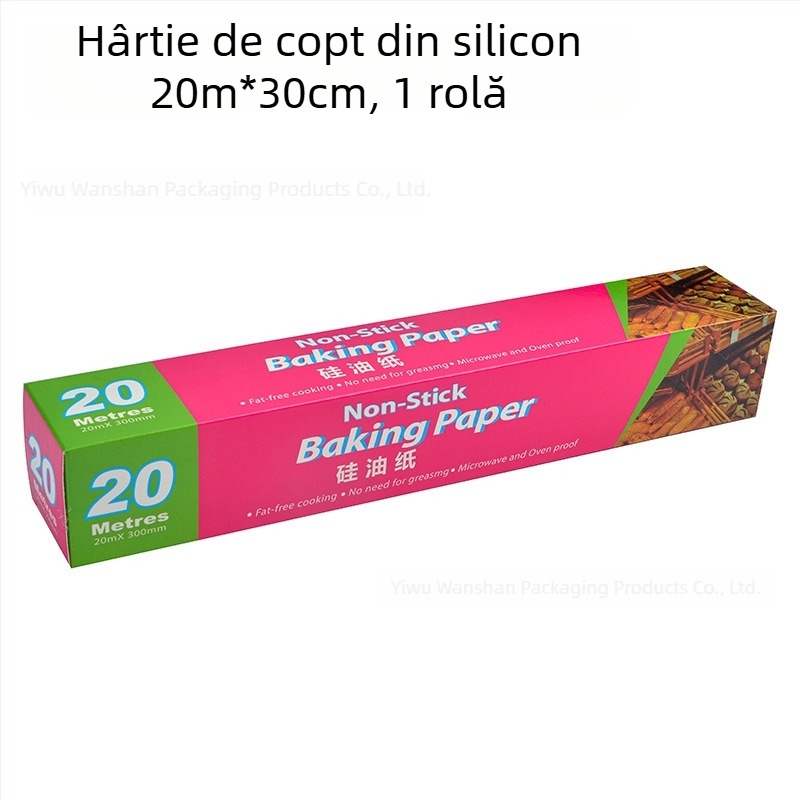 Hârtie de copt cu silicon pentru cuptor și Air Fryer, de calitate alimentară, hârtie absorbantă de grăsime, rolă de 20 m