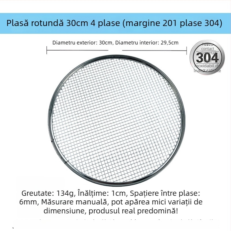 Grătar circular din oțel inoxidabil 304, țesut manual, pentru scurgerea uleiului de la alimente prăjite, suport pentru toast și grill din oțel inox