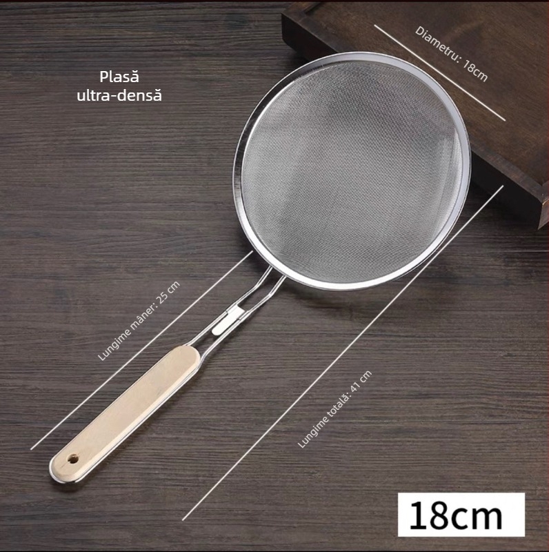 Lingură-filtru din oțel inoxidabil pentru lapte de soia și sucuri – sită ultra-fină, filtrare bucătărie, separator de ulei pentru oale fierbinți