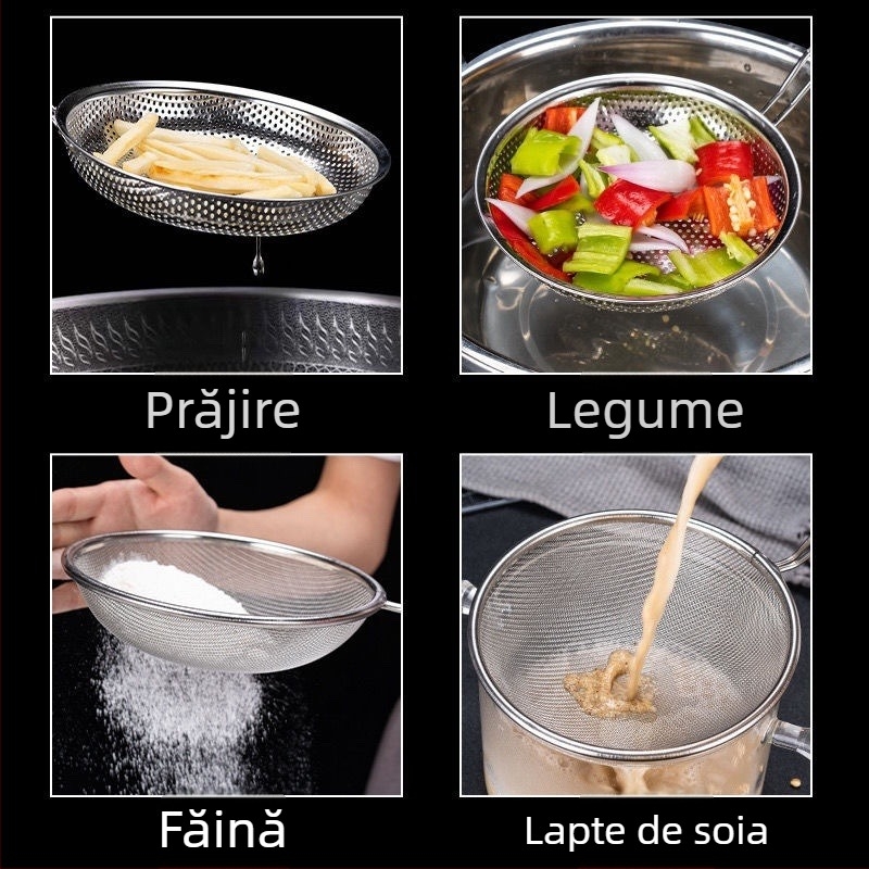 Lingură-filtru din oțel inoxidabil pentru lapte de soia și sucuri – sită ultra-fină, filtrare bucătărie, separator de ulei pentru oale fierbinți