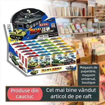 Radieră din cauciuc în formă de tanc – jucărie educativă pentru copii, rechizite școlare